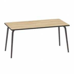 Table Retro Véra Rectangulaire 160×80 – Stratifié imprimé Bois Clair - Pieds Bruts