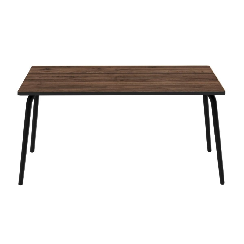 Table Retro Véra Rectangulaire 160×80 – imprimé Bois Foncé Pieds Noirs