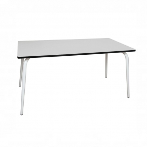Table Retro Véra Rectangulaire 160×80 – Stratifié uni Gris Perle - Pieds Blancs