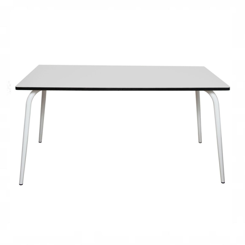 Table Retro Véra 160×80 – uni Gris Perle Pieds Blancs
