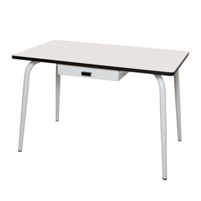 Table Véra Tiroir – uni Blanc Pieds Blancs