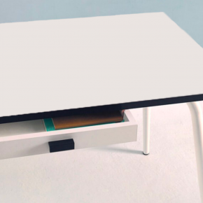 Table Véra Tiroir – uni Blanc Pieds Blancs