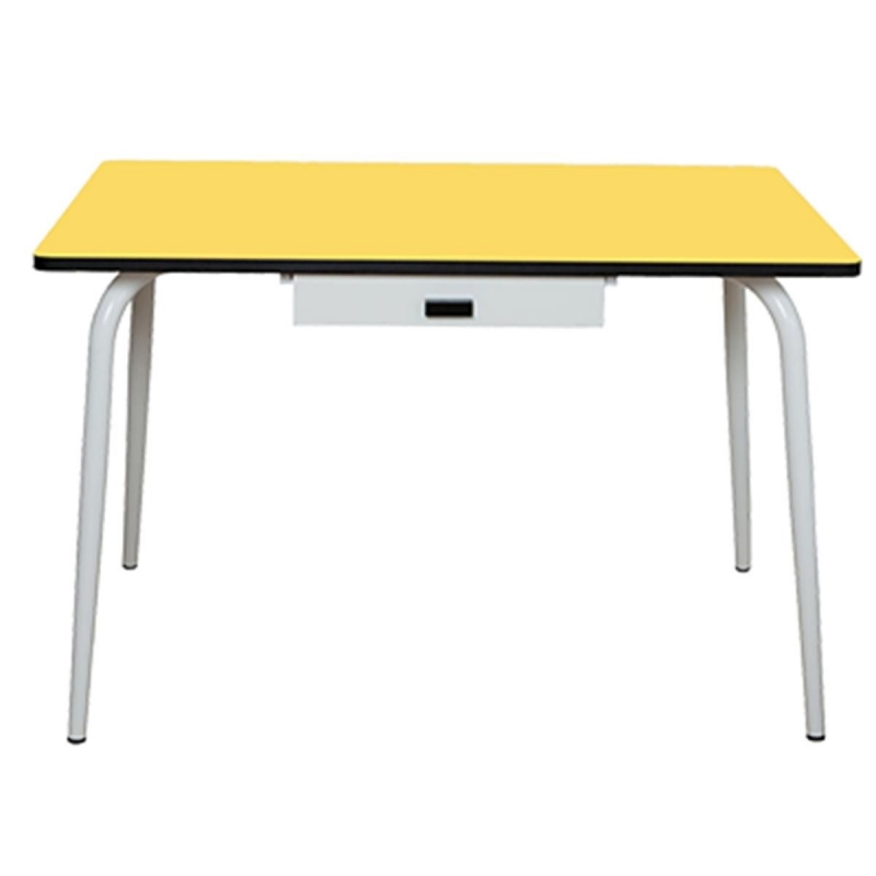 Table Véra Tiroir – uni Jaune Citron Pieds Blancs
