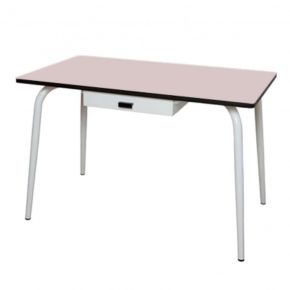 Table Véra Tiroir – uni Rose Poudré Pieds Blancs