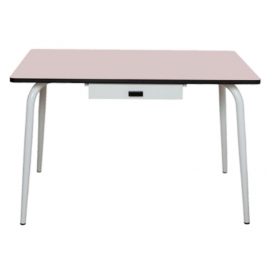 Table Véra Tiroir – uni Rose Poudré Pieds Blancs