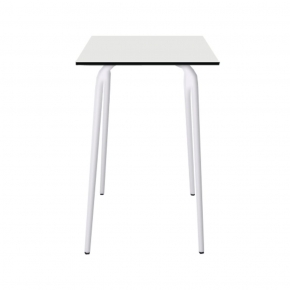 Table Haute Rétro Véra 70x70 – Stratifié uni Blanc - Pieds Blancs