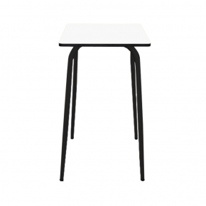 Table Haute Retro Véra 70x70 – Stratifié uni Blanc - Pieds Noirs