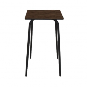 Table Haute Retro Véra 70x70 – Imprimé Bois Foncé - Pieds Noirs