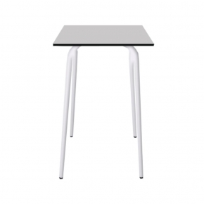 Table Haute Retro Véra 70x70 – Stratifié uni Gris Perle - Pieds Blancs