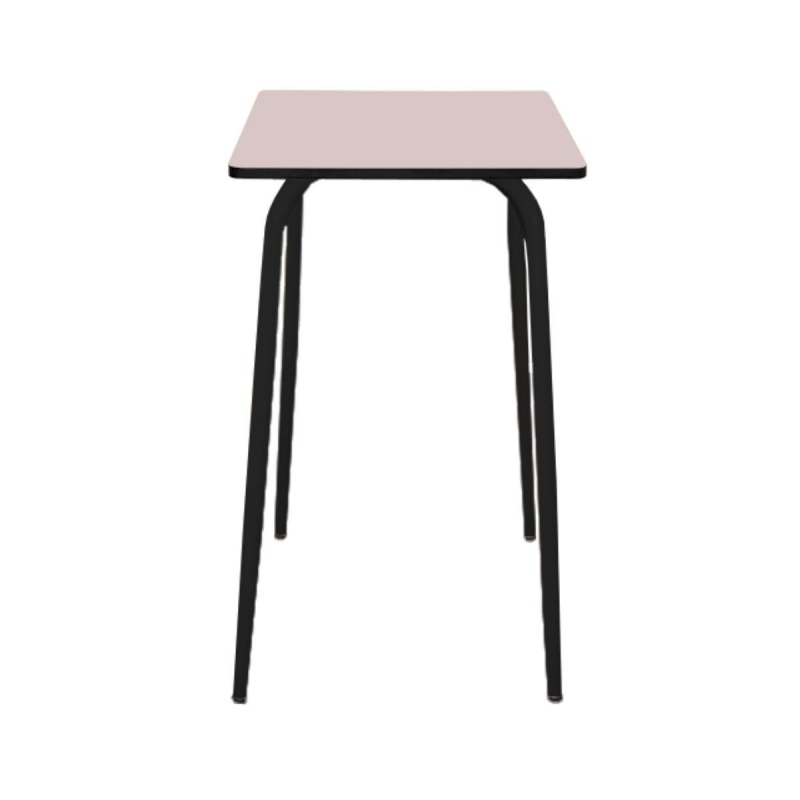 Table Haute Retro Véra 70x70 – Stratifié uni Rose Poudré - Pieds Noirs