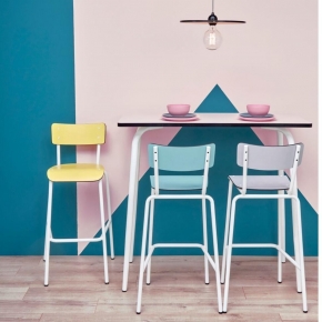 Chaise de bar Suzie 65cm – uni Rose Poudré Pieds Blancs