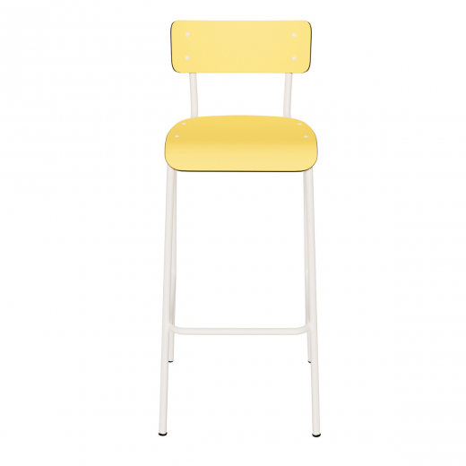 Chaise de bar Suzie 75cm – uni Jaune Citron Pieds Blancs