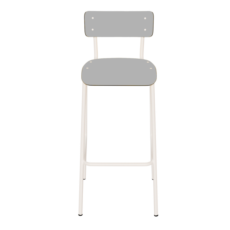 Chaise de bar Suzie 75cm – uni Gris Perle Pieds Blancs