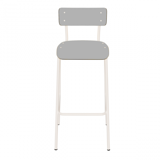 Chaise de bar Suzie 75cm – uni Gris Perle Pieds Blancs