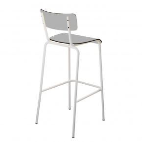 Chaise de bar Suzie 75cm – uni Dossier & Assise Gris Perle - Pieds Blancs