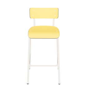 Chaise de bar Suzie 65cm – uni Dossier & Assise Jaune Citron - Pieds Blancs