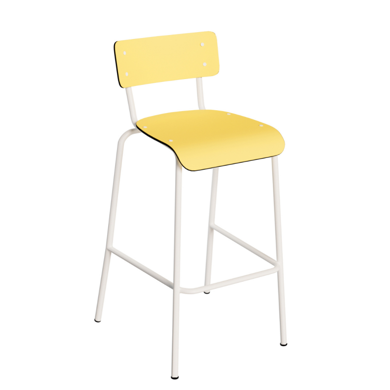 Chaise de bar vintage Suzie en formica jaune citron 65cm