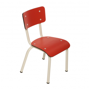 Chaise d’écolier Enfant Little Suzie – uni Rouge Pieds Blancs