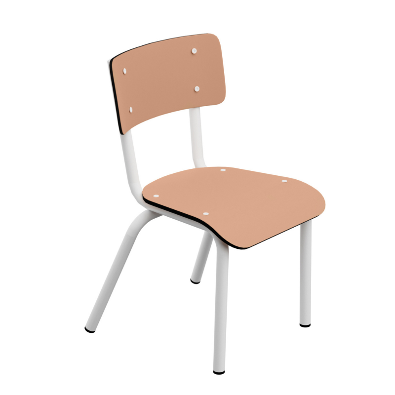Chaise d’écolier Enfant Little Suzie – Dossier & Assise Uni Corail - Pieds Blancs