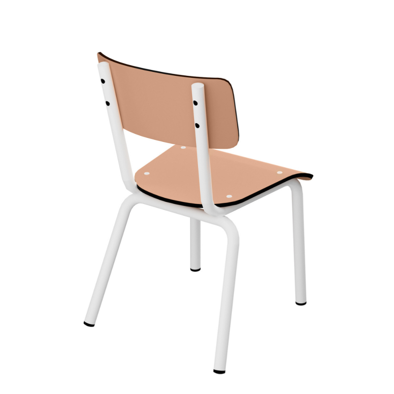 Chaise d’écolier Enfant Little Suzie – Dossier & Assise Uni Corail - Pieds Blancs