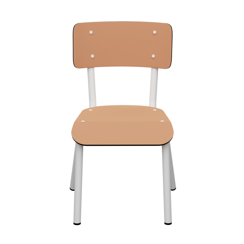 Chaise d’écolier Enfant Little Suzie – Dossier & Assise Uni Corail - Pieds Blancs