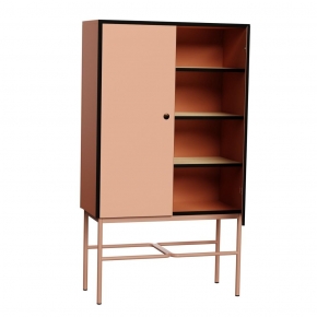 Cabinet de rangement Elienor grand modèle - Corail/Paprika pieds Terracotta