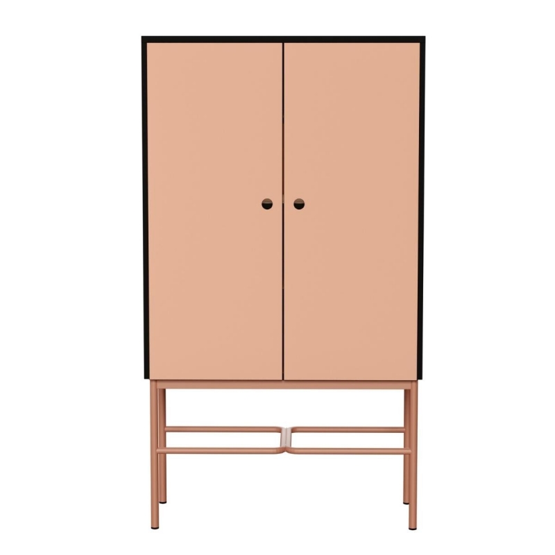 Cabinet de rangement Elienor grand modèle - Corail/Paprika pieds Terracotta