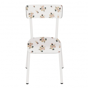 Chaise d'écolier Enfant Colette - Dossier & Assise imprimé Fleurs des champs - Pieds blancs