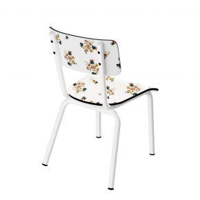 Chaise d’écolier Enfant Little Suzie – Dossier & Assise imprimé Fleurs des champs - Pieds Blancs