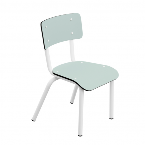 Chaise d’écolier Enfant Little Suzie – Dossier & Assise Uni Menthe - Pieds Blancs