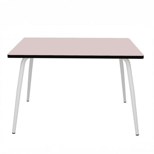 Table Retro Véra 120x70 - uni Rose Poudré Pieds Blancs
