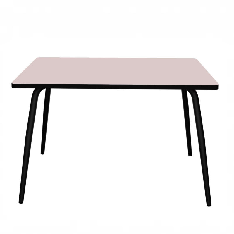Table Retro Véra 120x70 - uni Rose Poudré pieds noirs