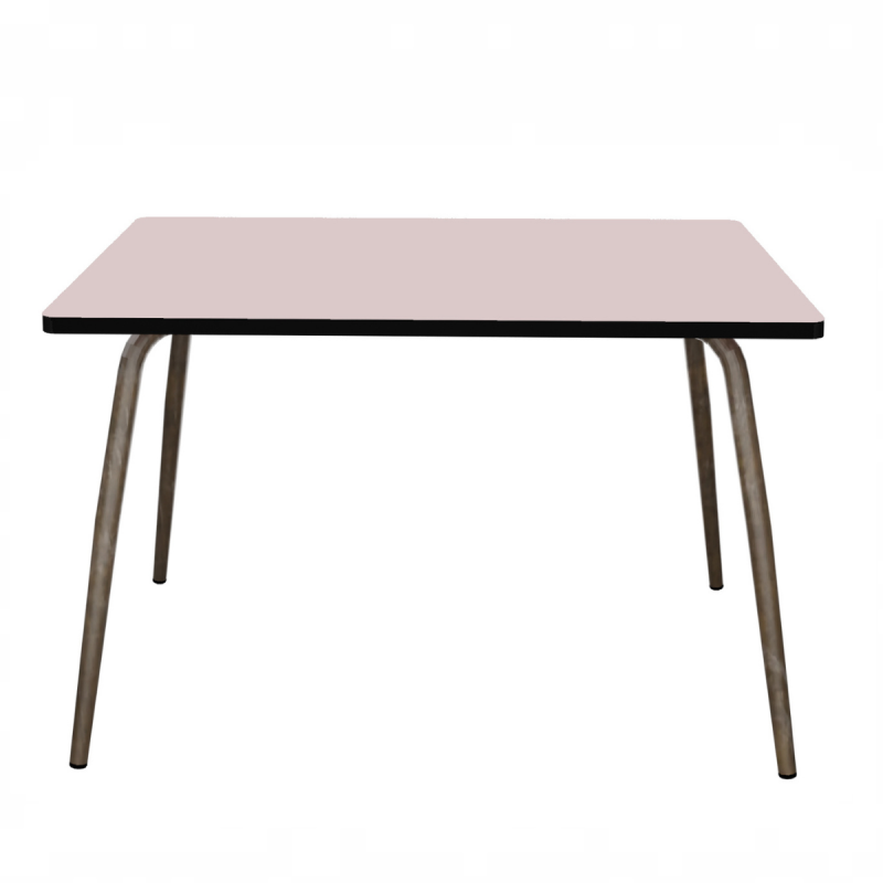 Table Retro Véra 120×70 – uni Rose poudré Pieds Bruts