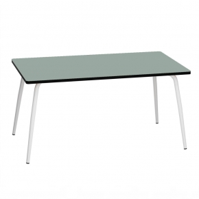 Table Retro Véra Rectangulaire 160x80 - Stratifié uni Kaki - Pieds Blancs