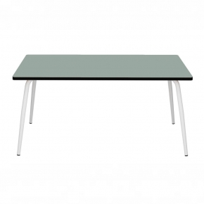 Table Retro Véra Rectangulaire 160x80 - Stratifié uni Kaki - Pieds Blancs