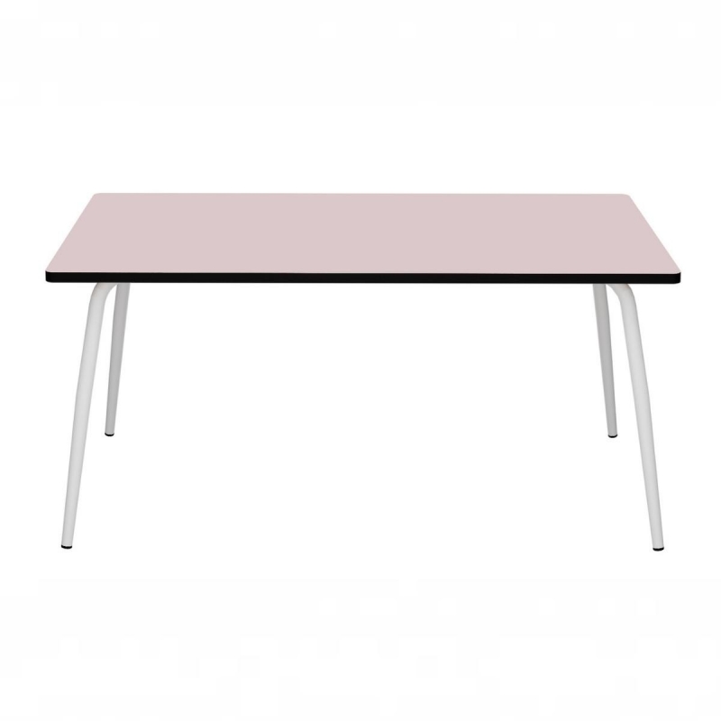 Table Retro Véra 160x80 - uni Rose Poudré Pieds Blancs