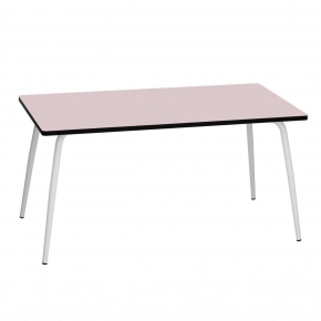 Table Retro Véra 160x80 - uni Rose Poudré Pieds Blancs
