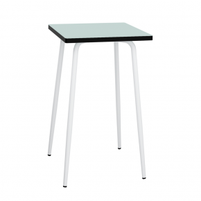 Table Haute Rétro Véra 70x70 – Stratifié uni Menthe - Pieds Blancs