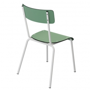 Chaise d’écolier Adulte Suzie Dossier & Assise uni Vert Sauge - Pieds Blancs