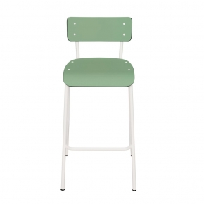 Chaise de bar Suzie 65cm – uni Vert Sauge Pieds Blancs