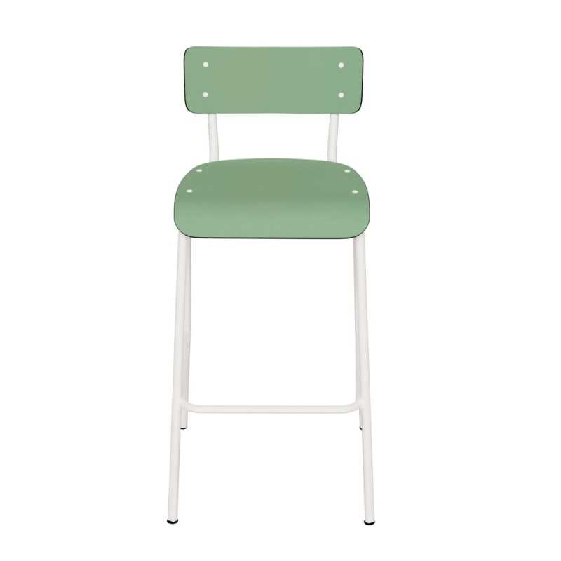 Chaise de bar Suzie 65cm – uni Vert Sauge Pieds Blancs