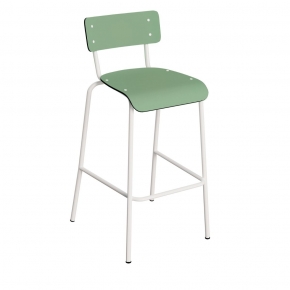 Chaise de bar Suzie 65cm – uni Vert Sauge Pieds Blancs