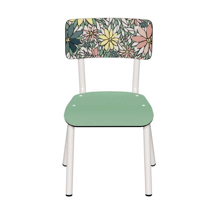 Chaise d’écolier Enfant Little Suzie – Imprimé Happy Pieds Blancs