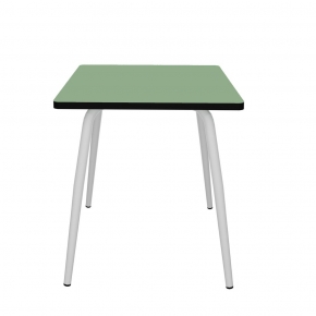 NEW - Table Retro Véra - uni Vert Sauge Pieds Blancs - 70x70