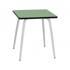 NEW - Table Retro Véra - uni Vert Sauge Pieds Blancs - 70x70