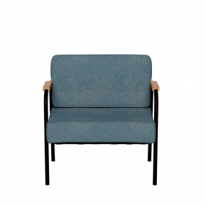 Fauteuil Barnabé - uni Feutrine Bleu Minéral Pieds Noirs