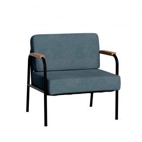 Fauteuil Barnabé - uni Feutrine Bleu Minéral Pieds Noirs