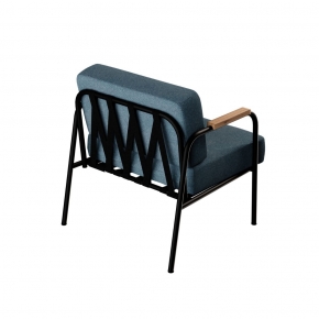 Fauteuil Barnabé - uni Feutrine Bleu Minéral Pieds Noirs