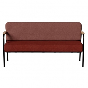 Canapé Barnabé – bicolore Assise Feutrine Bordeaux & Dossier Feutrine Terracotta - Pieds Noirs