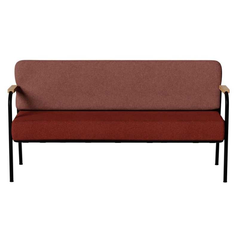 Canapé Barnabé – bicolore Assise Feutrine Bordeaux & Dossier Feutrine Terracotta - Pieds Noirs